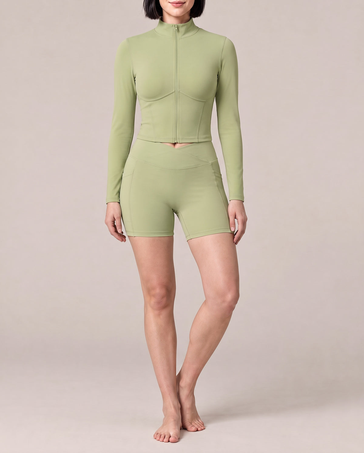 City Zip Jacket in gray green, front view