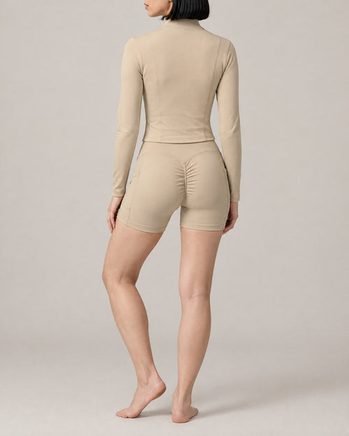 City Zip Jacket in khaki, back view