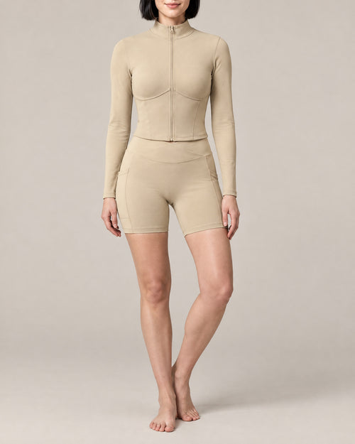 City Zip Jacket in khaki, front view