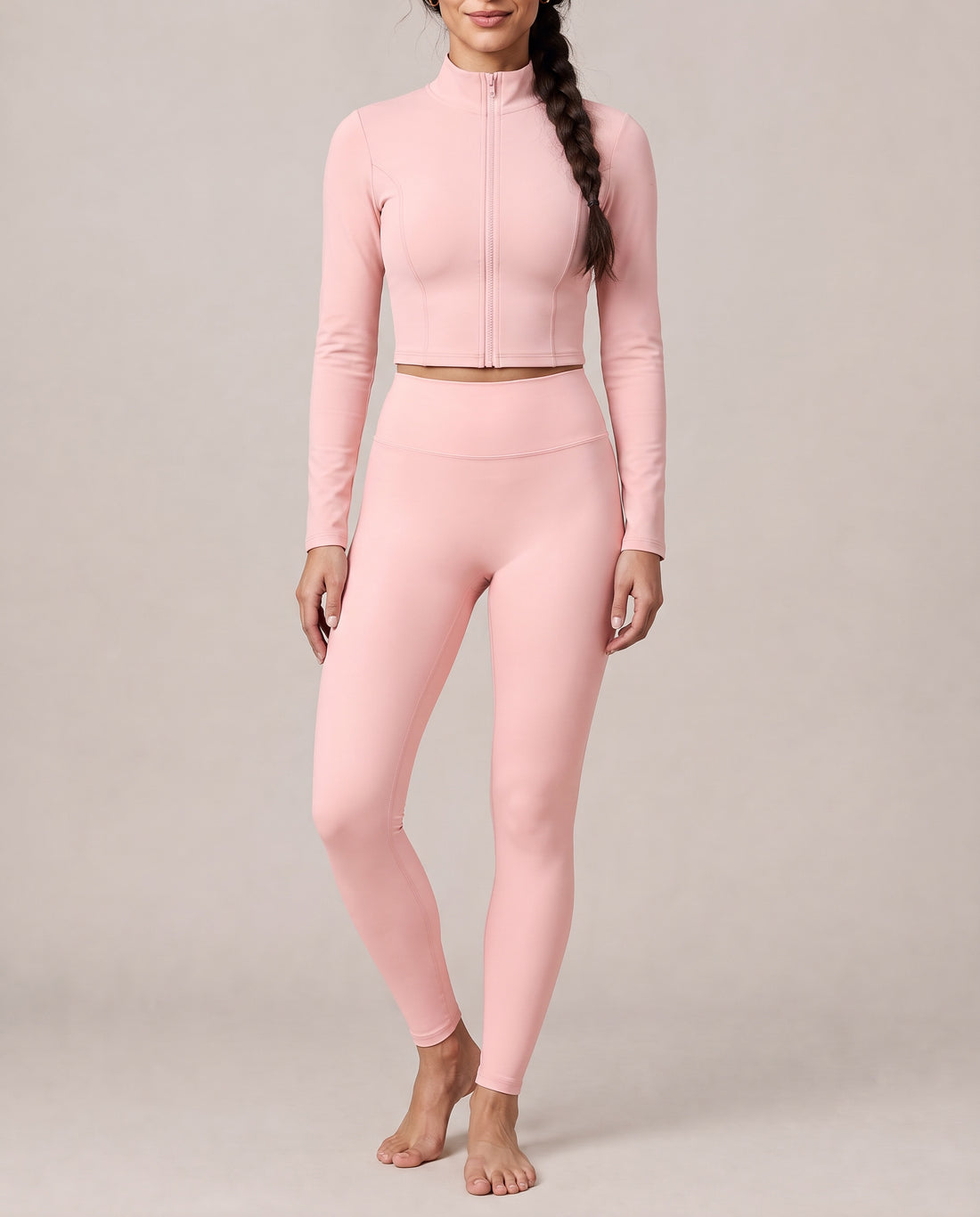 Pilates Cropped Jacket in pink, front view