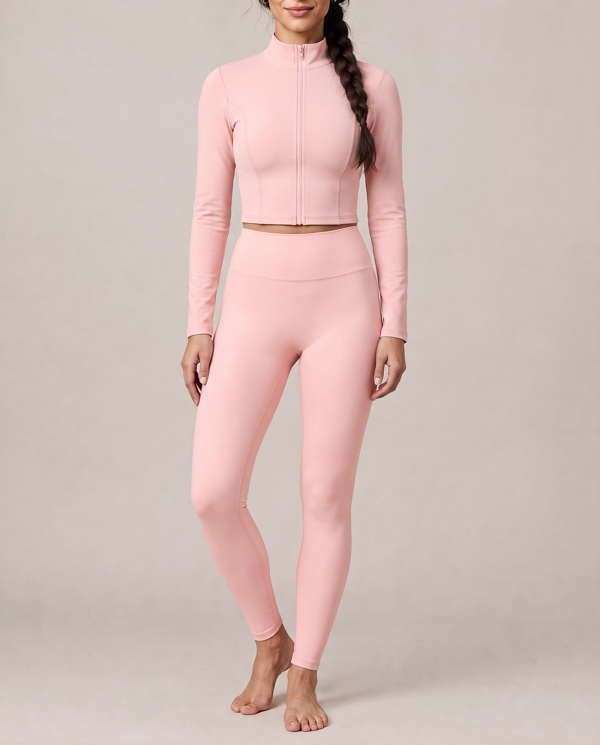 Pilates Cropped Jacket in pink, front view