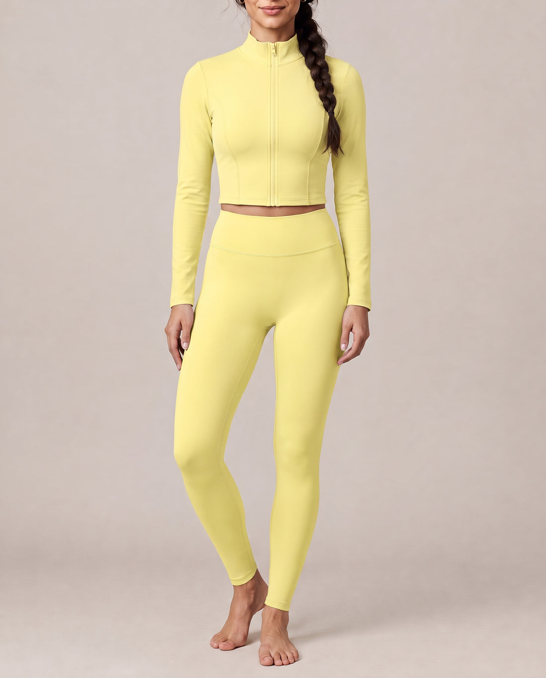 Pilates Cropped Jacket in yellow, front view
