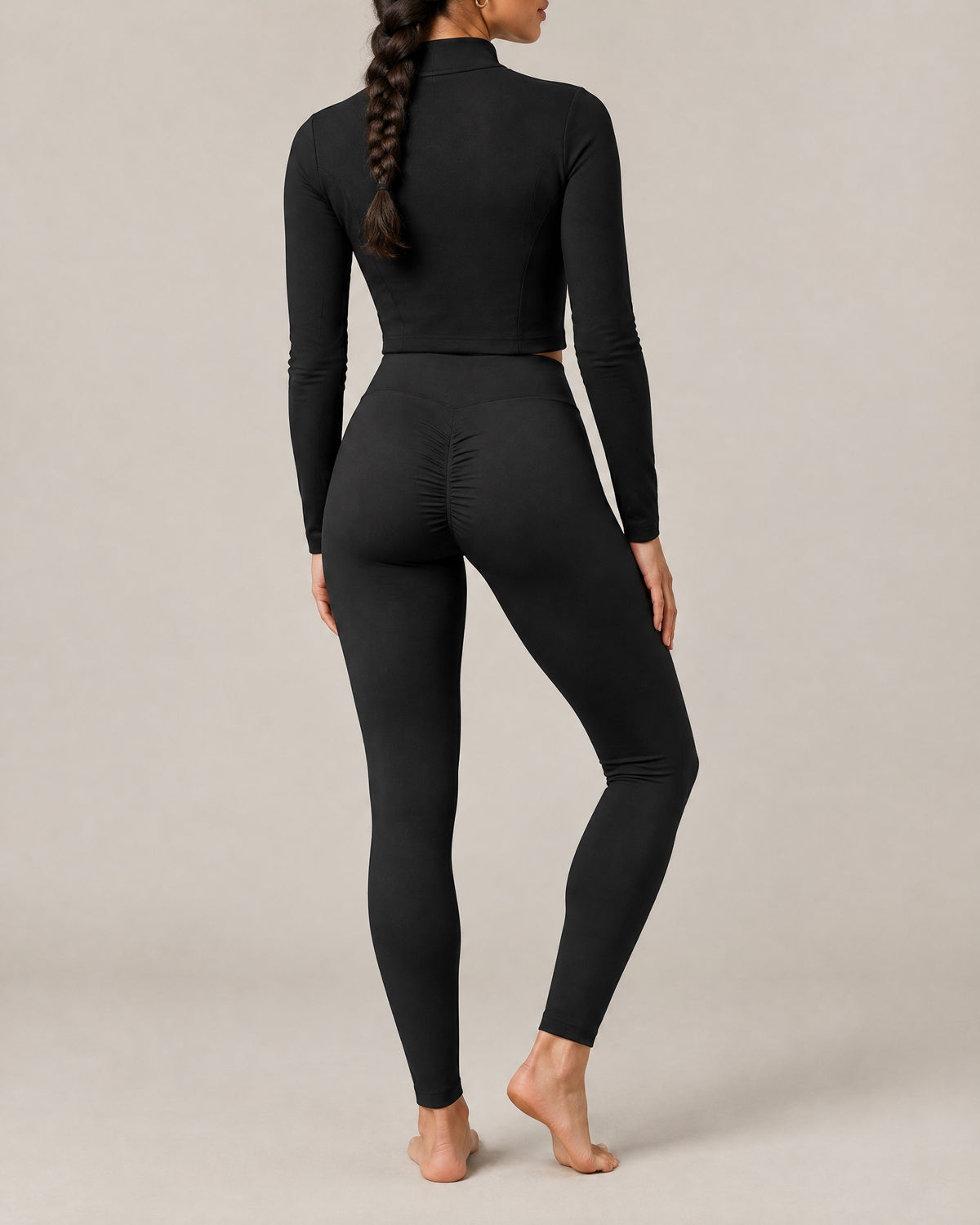 Pilates Cropped Jacket in black, back view