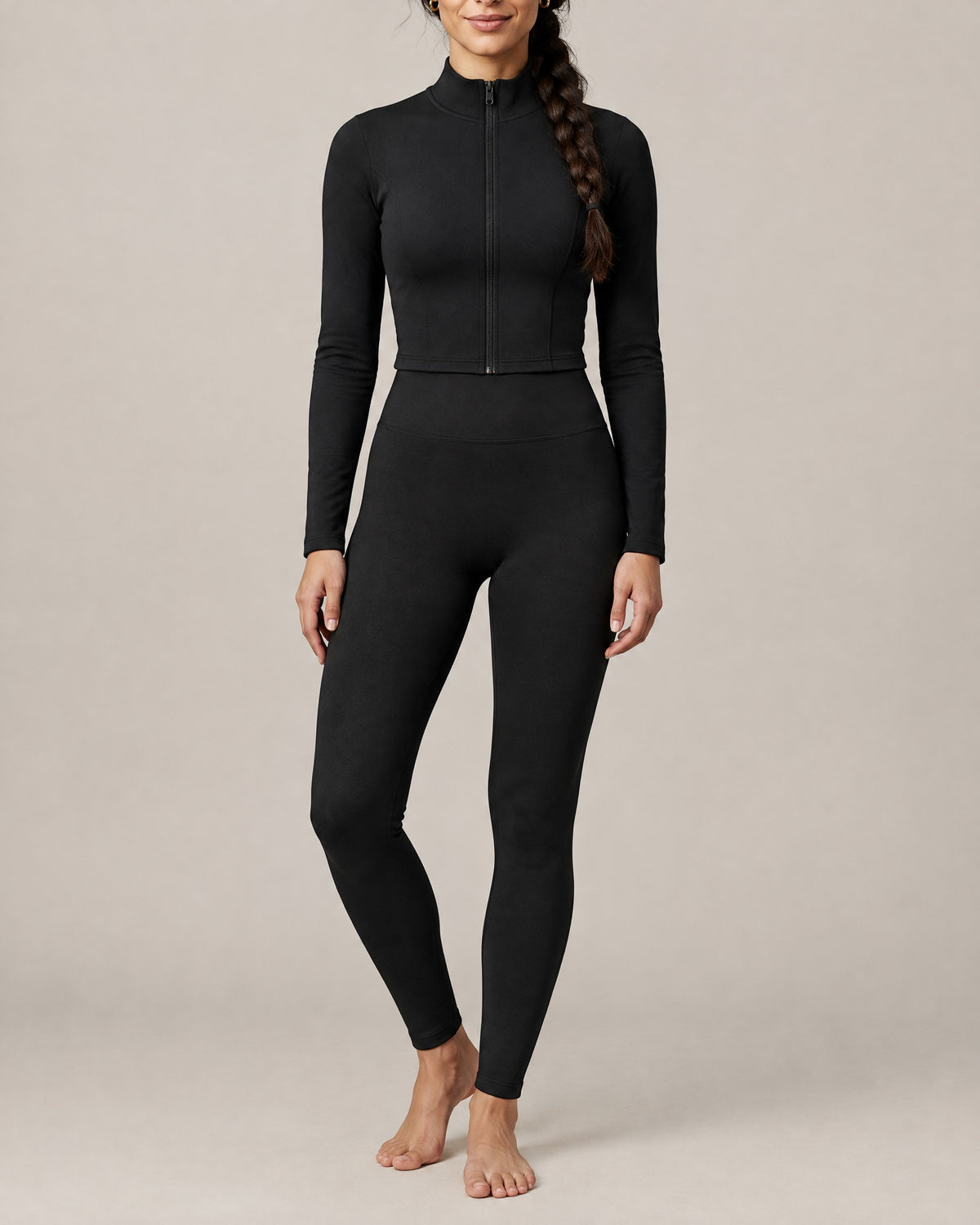 Pilates Cropped Jacket in black, front view