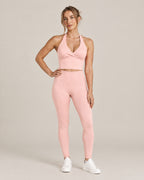 Pilates Ruched Top and Pilates Legging in pink, front view