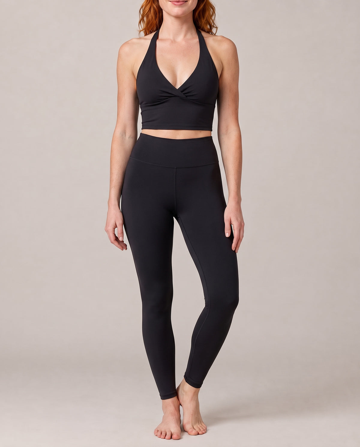 Pilates Ruched Top in black, front view