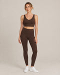 Studio V-Neck Bra and Studio Legging in brown, front view