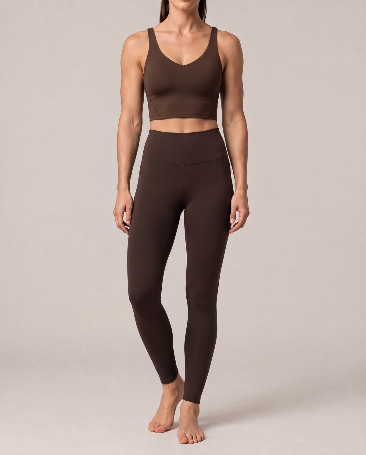 Studio Legging in brown, front view
