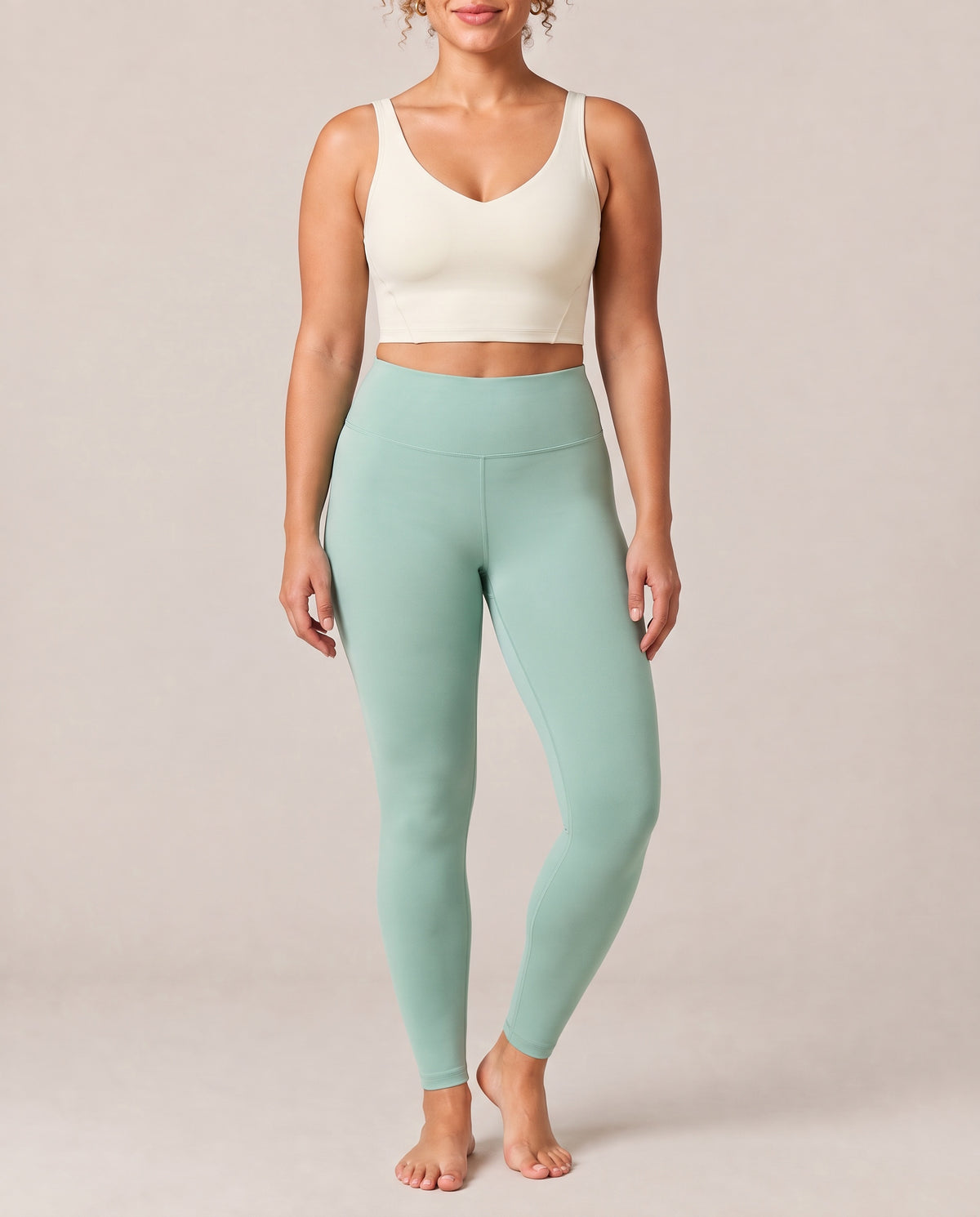 Studio V-Neck Bra in beige, front view