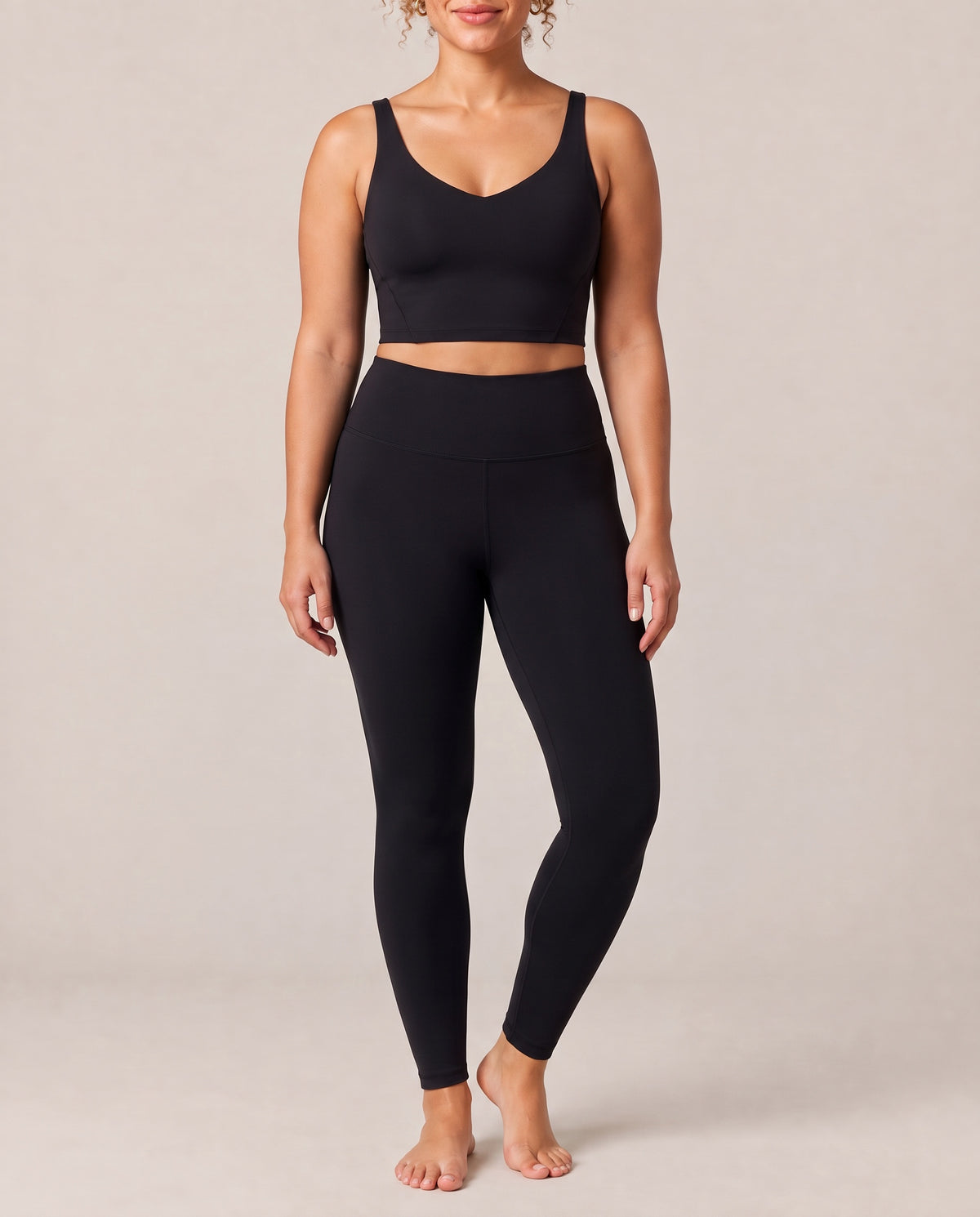 Studio V-Neck Bra in black, front view