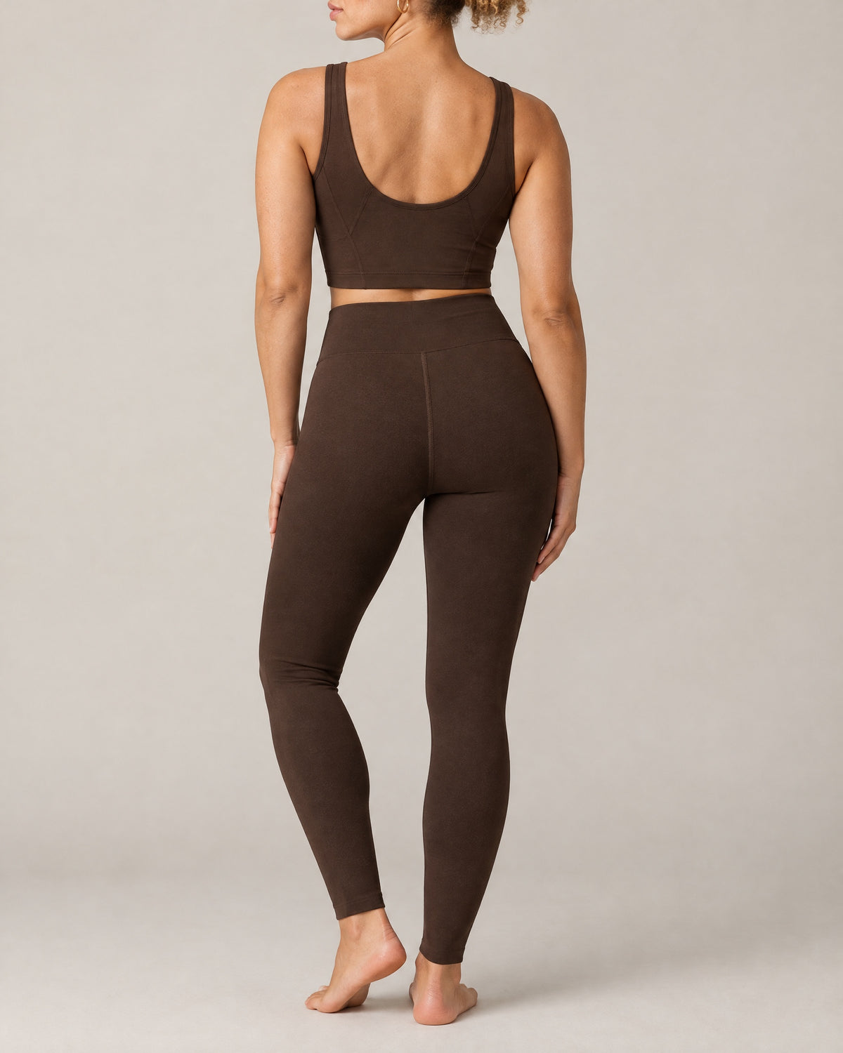 Studio V-Neck Bra in brown, back view