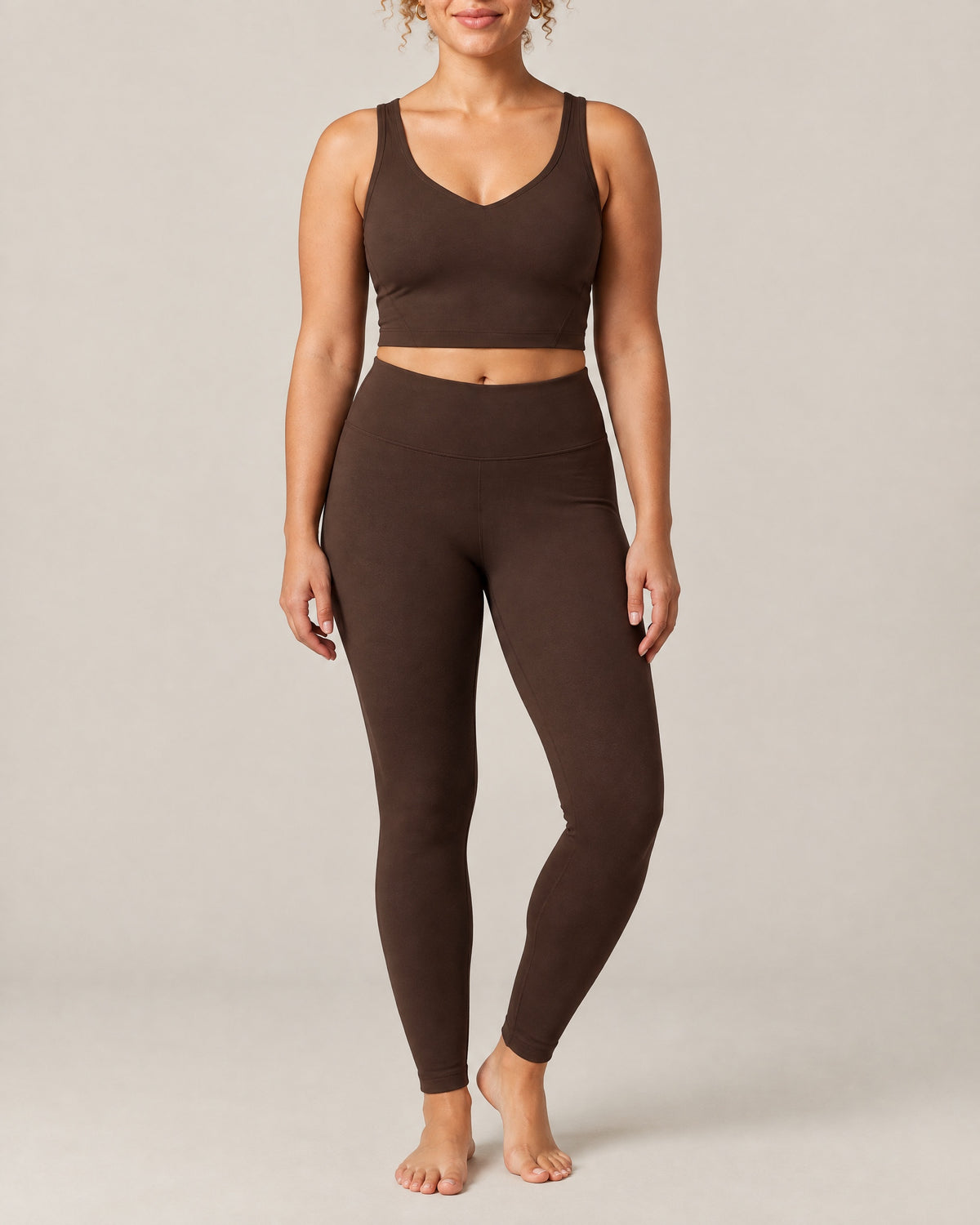 Studio V-Neck Bra in brown, front view