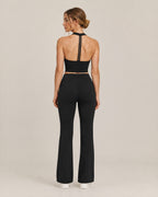 Yoga Halter Top and Yoga Pant in black, back view