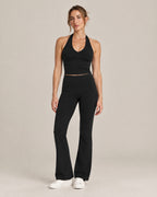 Yoga Halter Top and Yoga Pant in black, front view