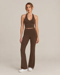 Yoga Halter Top and Yoga Pant in brown, front view